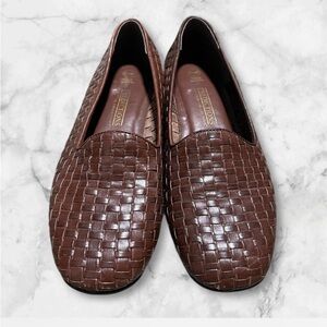 Predictions Leather Collection:
Vintage Woven Leather Loafers - Brown
8.5 wide